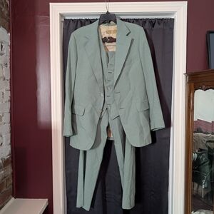 3pc Suit - Atwood For Raleigh's Bespoke Mint Green 1976 Vintage - Vest, Pants